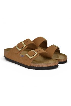 Ciabatta donna BIRKENSTOCK in camoscio colore cuoio. BIRKENSTOCK- | ARIZONA SFB MINK NUBUCK-CUOIO